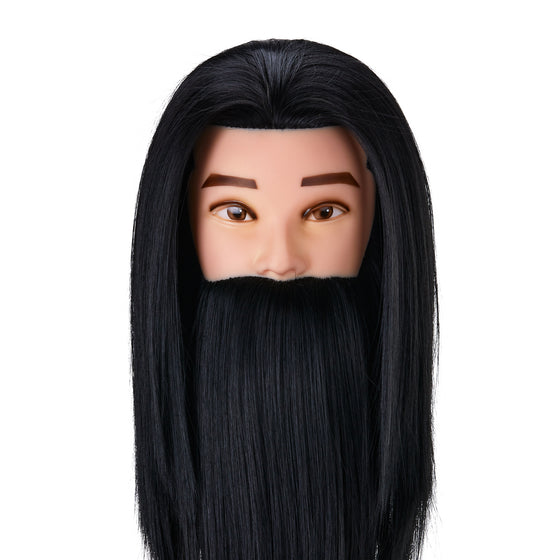 Cabeza Maniquí de Peluquería con Barba Gabbiano WZ4 Pelo Sintético Negro