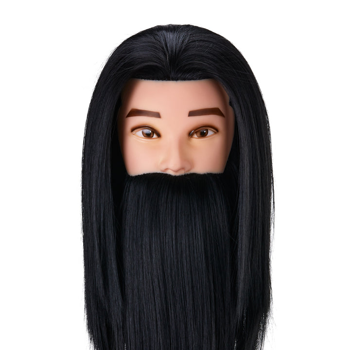 Cabeza Maniquí de Peluquería con Barba Gabbiano WZ4 Pelo Sintético Negro