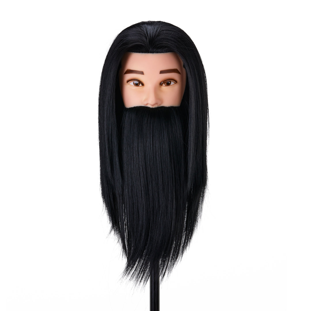 Cabeza Maniquí de Peluquería con Barba Gabbiano WZ4 Pelo Sintético Negro - imagen 2
