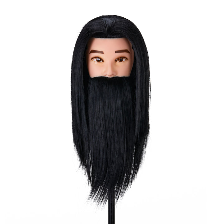 Cabeza Maniquí de Peluquería con Barba Gabbiano WZ4 Pelo Sintético Negro - imagen 2