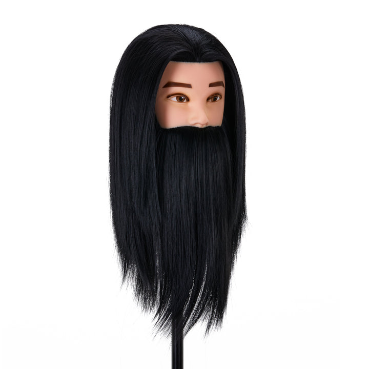 Cabeza Maniquí de Peluquería con Barba Gabbiano WZ4 Pelo Sintético Negro - imagen 3