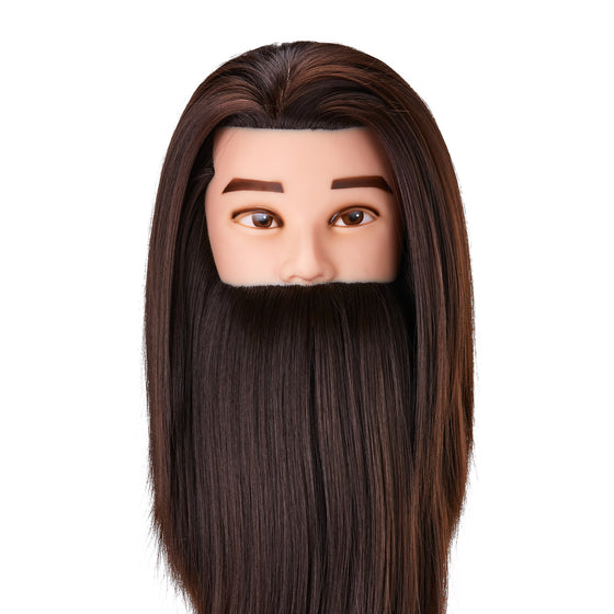 Cabeza Maniquí de Peluquería con Barba Gabbiano WZ4 Pelo Sintético Castaño