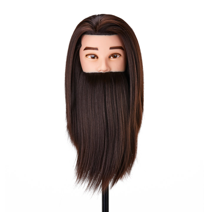 Cabeza Maniquí de Peluquería con Barba Gabbiano WZ4 Pelo Sintético Castaño - imagen 2