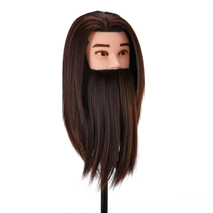 Cabeza Maniquí de Peluquería con Barba Gabbiano WZ4 Pelo Sintético Castaño - imagen 3