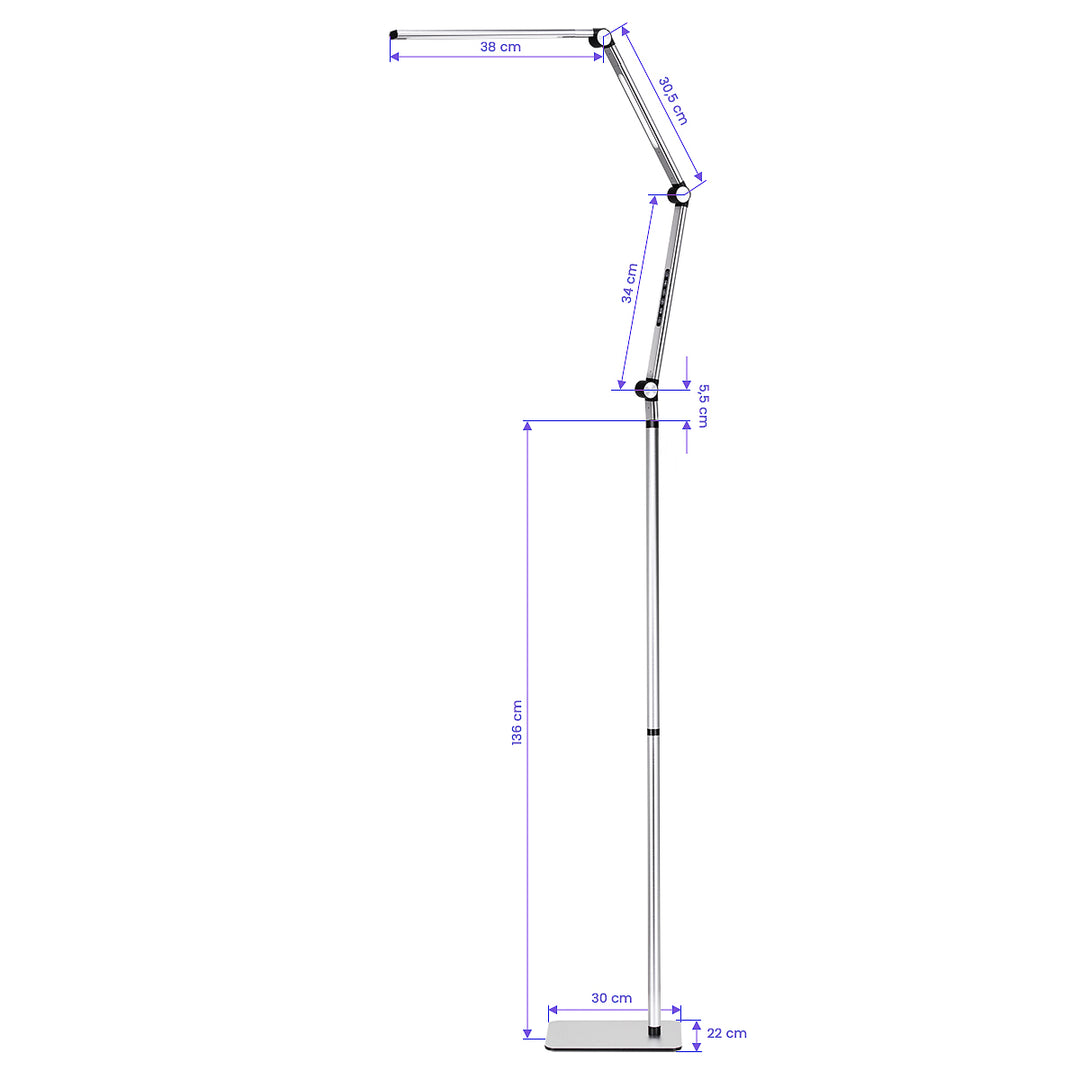 Lámpara LED con Trípode y Color e Intensidad de Luz Ajustables Yoga 22W Plata - imagen 11