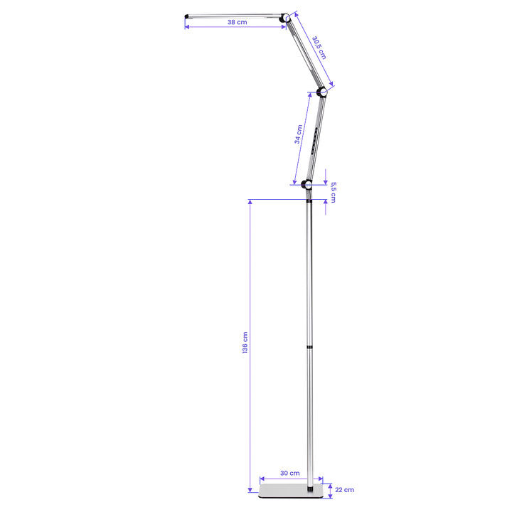 Lámpara LED con Trípode y Color e Intensidad de Luz Ajustables Yoga 22W Plata - imagen 11