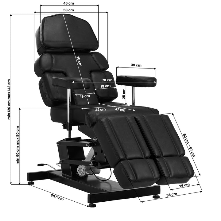 Silla de Tatuaje Eléctrica Pro Ink 3710 1 Motor Negra - imagen 24