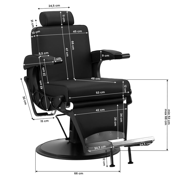 Sillón de Barberia Gabbiano Continental Negro - imagen 16