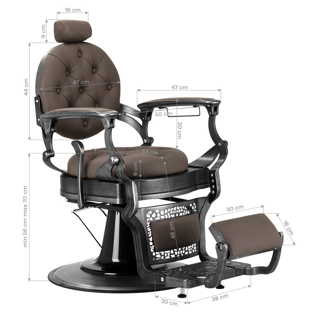 Sillón de Barberia Gabbiano Niccolo Marrón - imagen 16