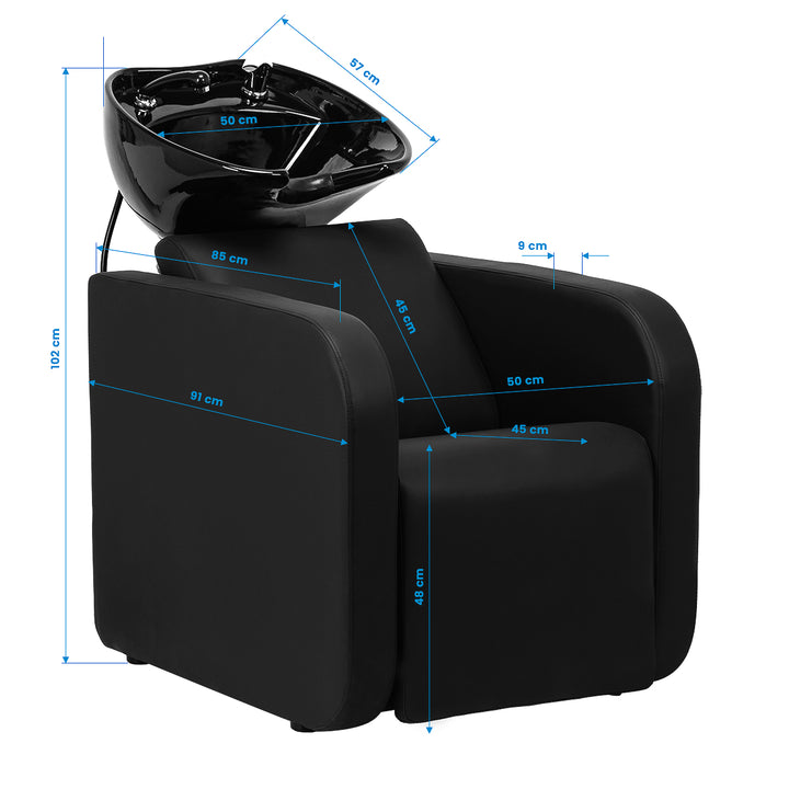Unidad de Lavado Gabbiano Sylvia con Reposapiés Eléctrico Negro 13