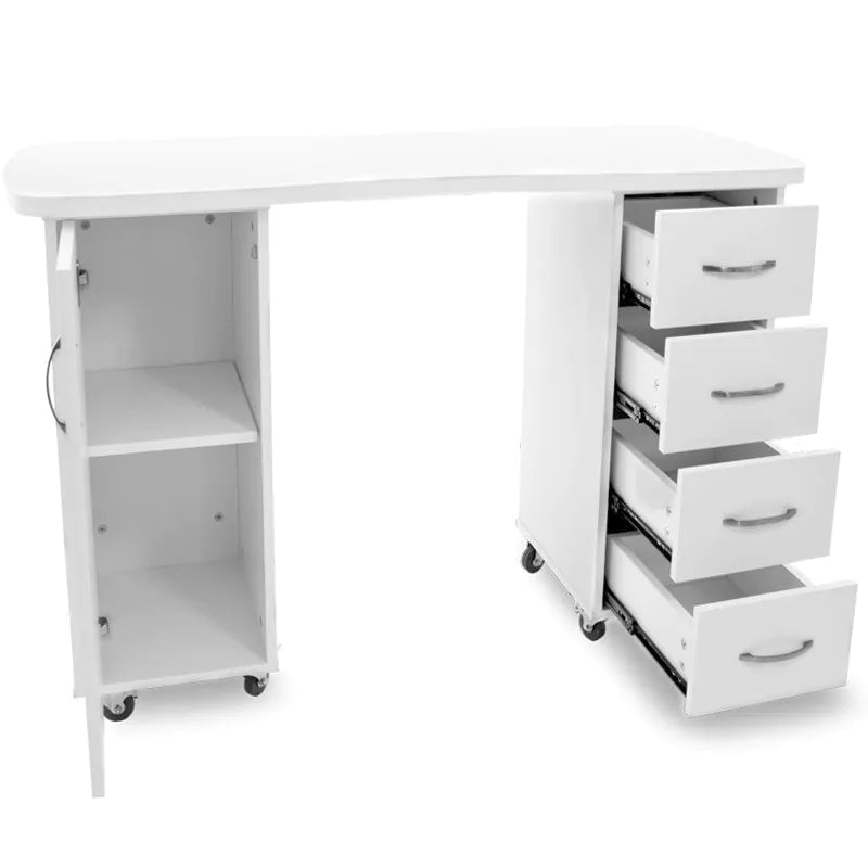 Mesa de Manicura 2027 Blanco con Ruedas 3