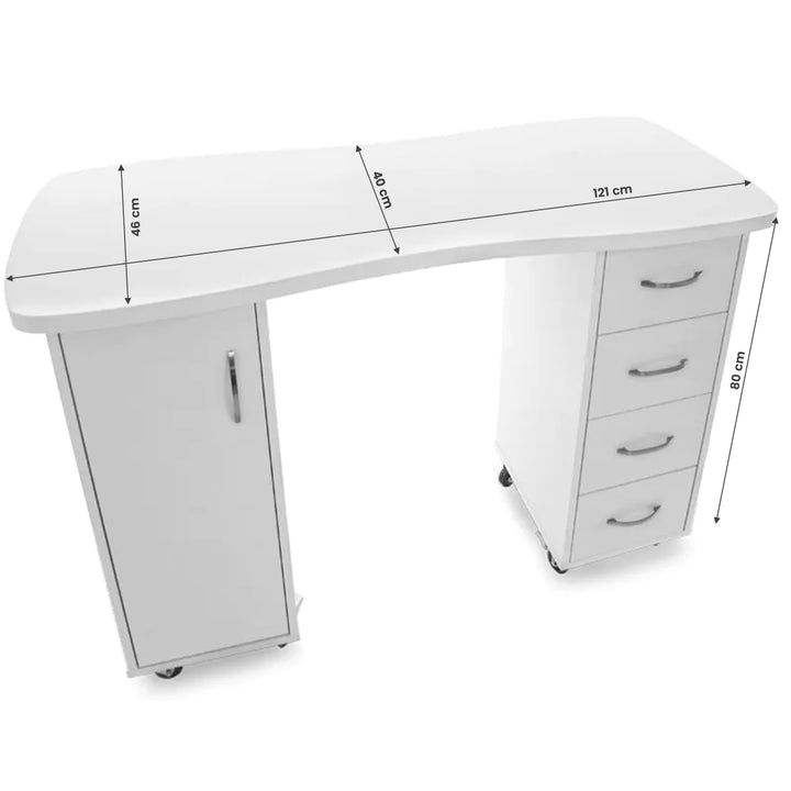 Mesa de Manicura 2027 Blanco con Ruedas 5