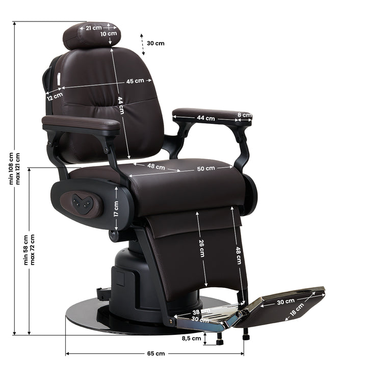 Sillón de Barberia Eléctrica Gabbiano Duke Marrón - imagen 20