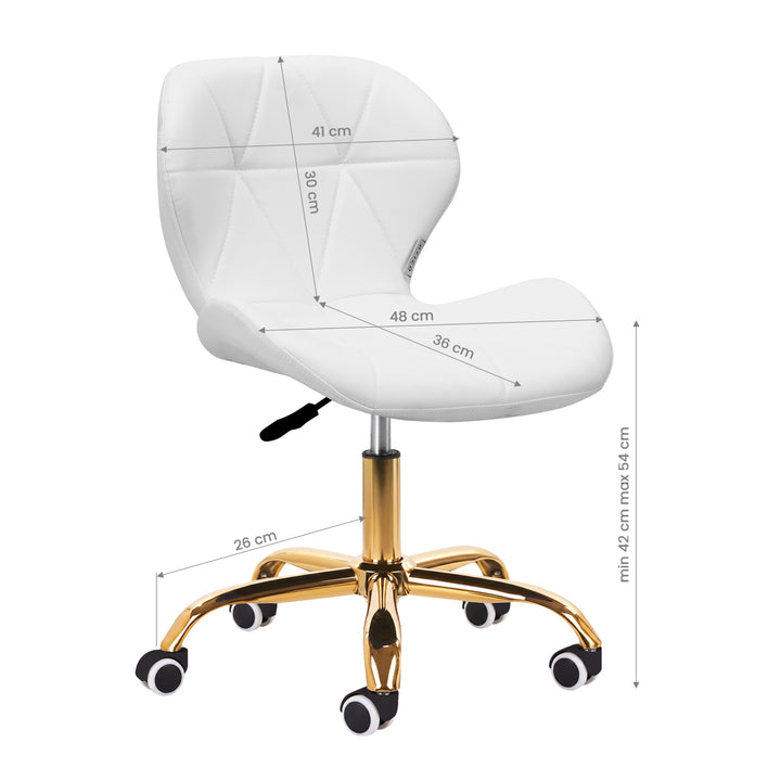 Silla de Salón con Ruedas y Respaldo 4Rico QS-06 Oro-Blanco - imagen 7