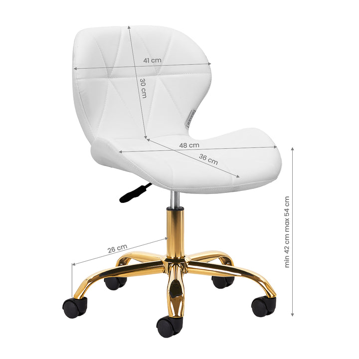 Silla de Salón con Ruedas y Respaldo 4Rico QS-06 Oro-Blanco - imagen 7