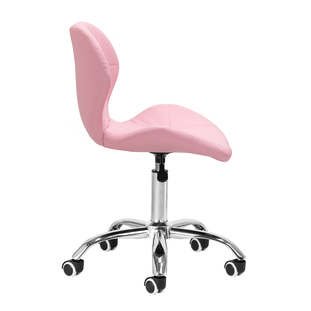 Silla de salón con ruedas ajustable 4Rico QS-06 Rosa