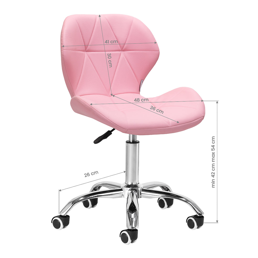 Silla de salón con ruedas ajustable 4Rico QS-06 Rosa