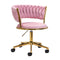 Silla Giratoria con Ruedas y Respaldo 4Rico QS-GW01G Terciopelo Rosa