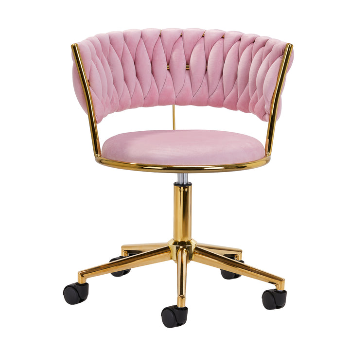 Silla Giratoria 4Rico QS-GW01G Terciopelo Rosa