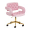 Silla de Terciopelo con Ruedas y Respaldo 4Rico QS-OF213G Dorado Rosa