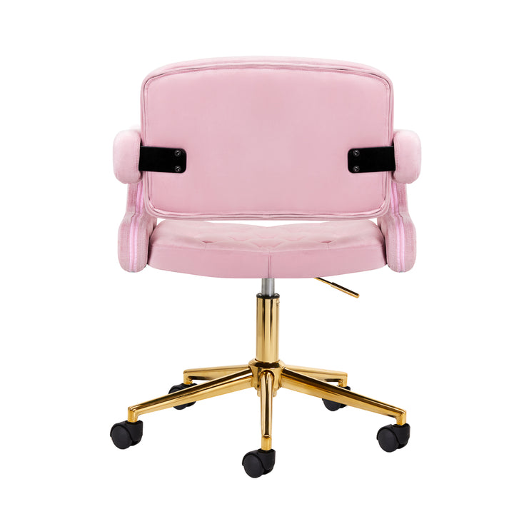 Silla de Terciopelo Ajustable 4Rico QS-OF213G Dorado Rosa