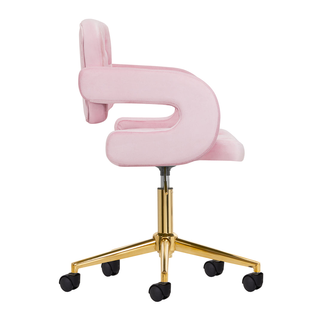 Silla de Terciopelo Ajustable 4Rico QS-OF213G Dorado Rosa