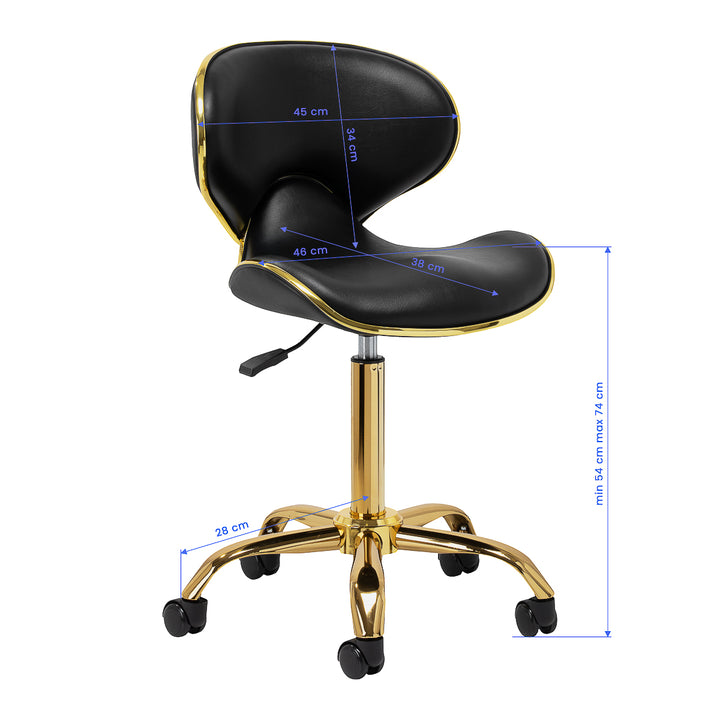 Silla de Salón con Ruedas y Respaldo Gabbiano Q-4599G Oro-Negro - imagen 8