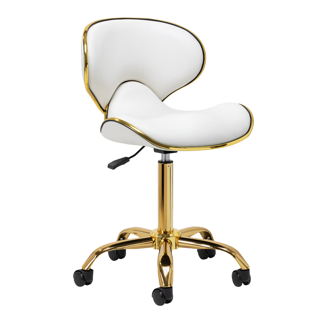 Silla de salón con ruedas ajustable Gabbiano Q-4599G Oro-Blanco