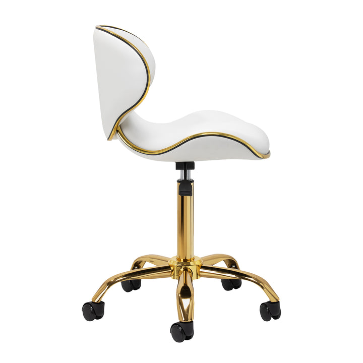 Silla de salón con ruedas ajustable Gabbiano Q-4599G Oro-Blanco