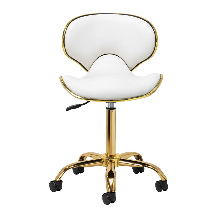 Silla de Salón con Ruedas y Respaldo Gabbiano Q-4599G Oro-Blanco - imagen 3