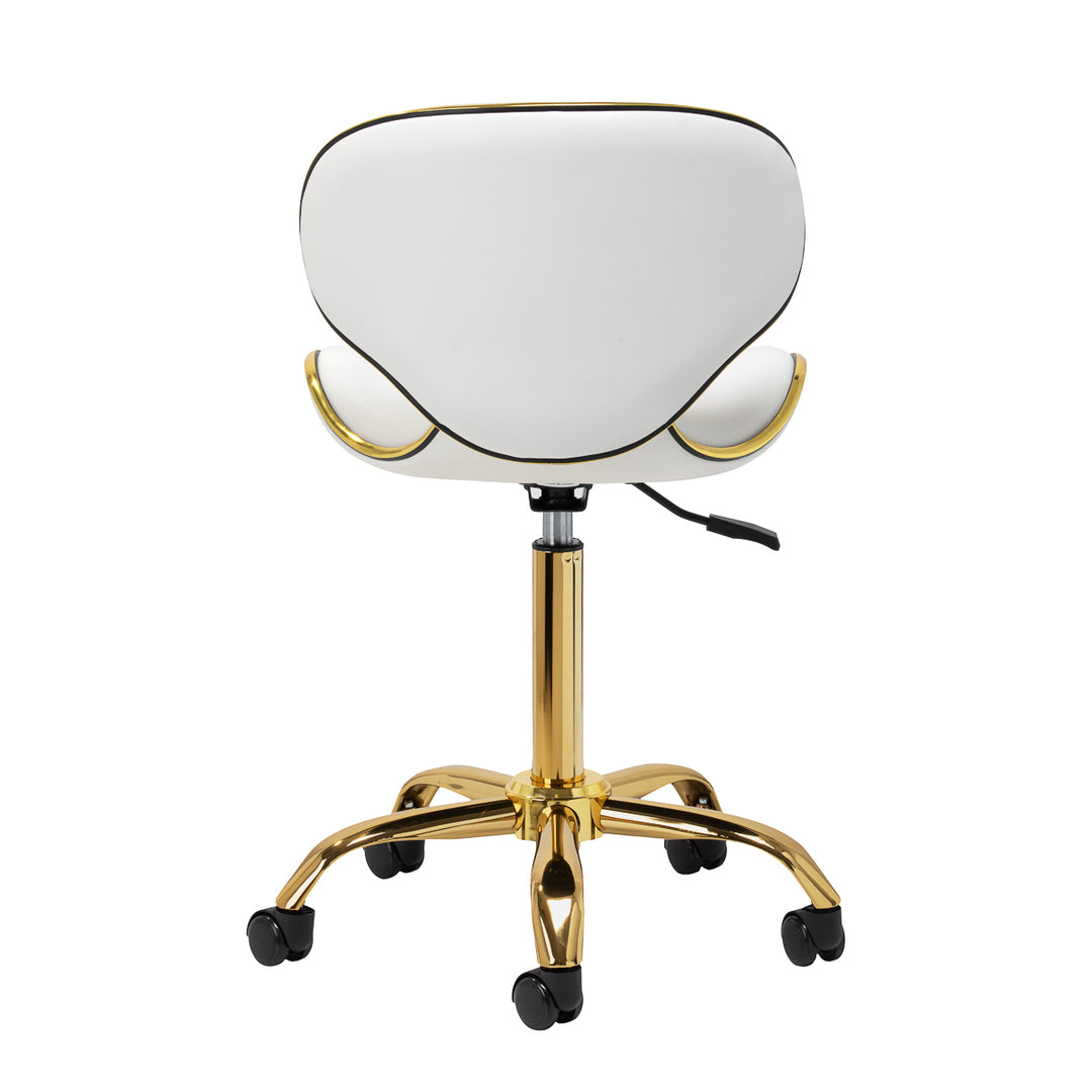 Silla de salón con ruedas ajustable Gabbiano Q-4599G Oro-Blanco