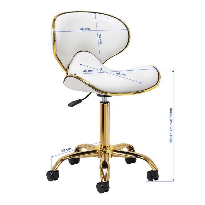 Silla de salón con ruedas ajustable Gabbiano Q-4599G Oro-Blanco