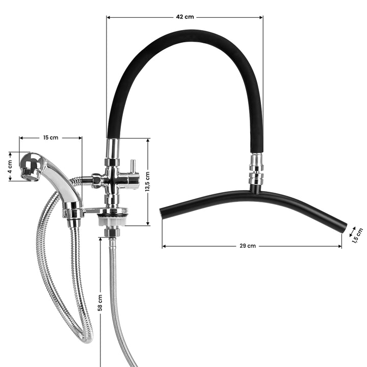 Grifo con Ducha de Lluvia para Lavacabezas Gabbiano Cromo-Negro - imagen 7