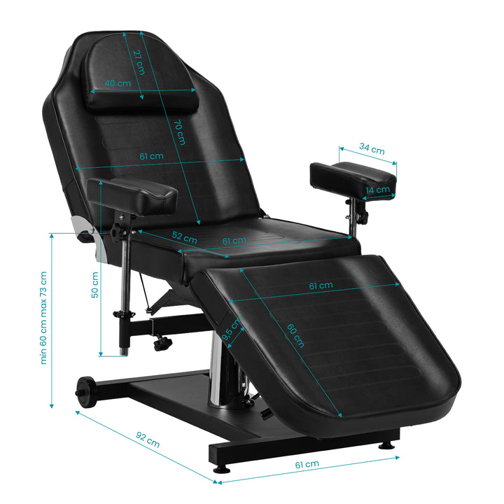 Sillón Tattoo Hidráulico Pro Ink 322F Negro - imagen 14