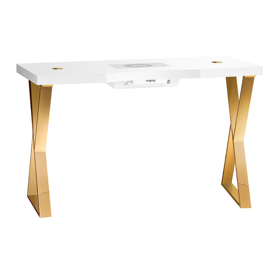 Mesa Manicura Momo 04 Oro-Blanco con Aspirador