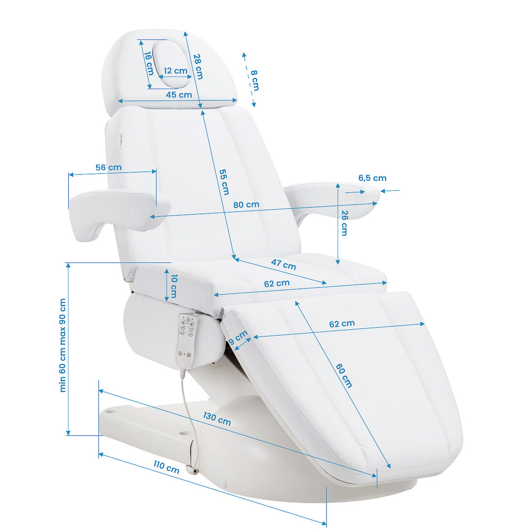 Sillón Estético Eléctrico Azzurro Lux 3 Motores Blanco con Calefacción 15