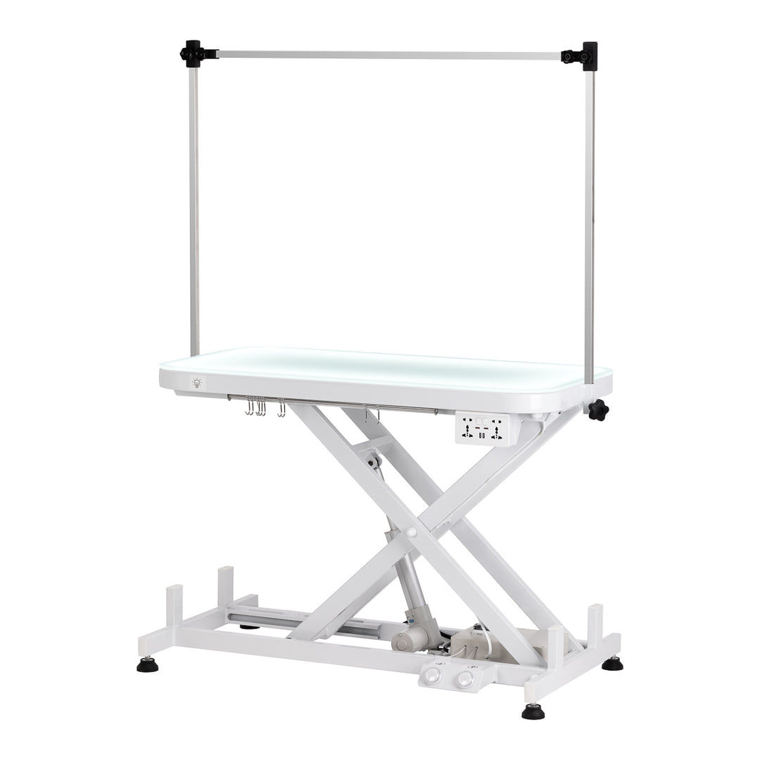 Mesa de Peluquería Canina Eléctrica P4W 3 Iluminada Blanco