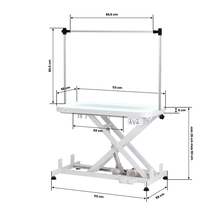 Mesa de Peluquería Canina Eléctrica P4W 3 Iluminada Blanco - imagen 9