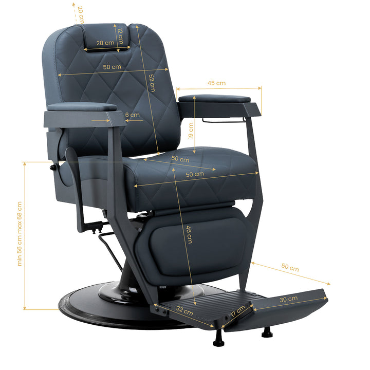 Sillón de Barberia Gabbiano Bruno Azul-Gris - imagen 18