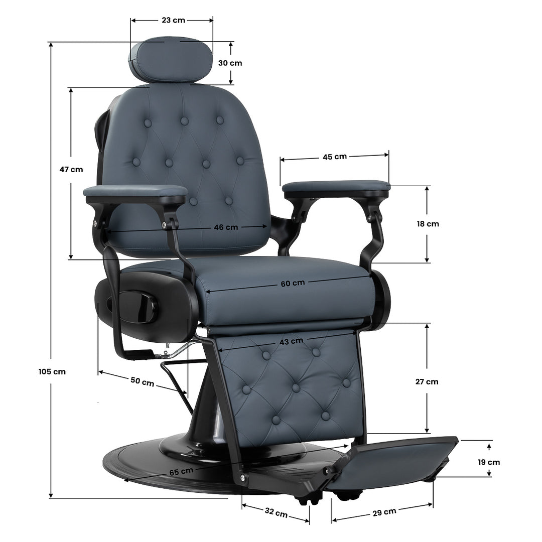 Sillón de Barberia Gabbiano Francesco Grafito‑Negro Cepillado - imagen 15