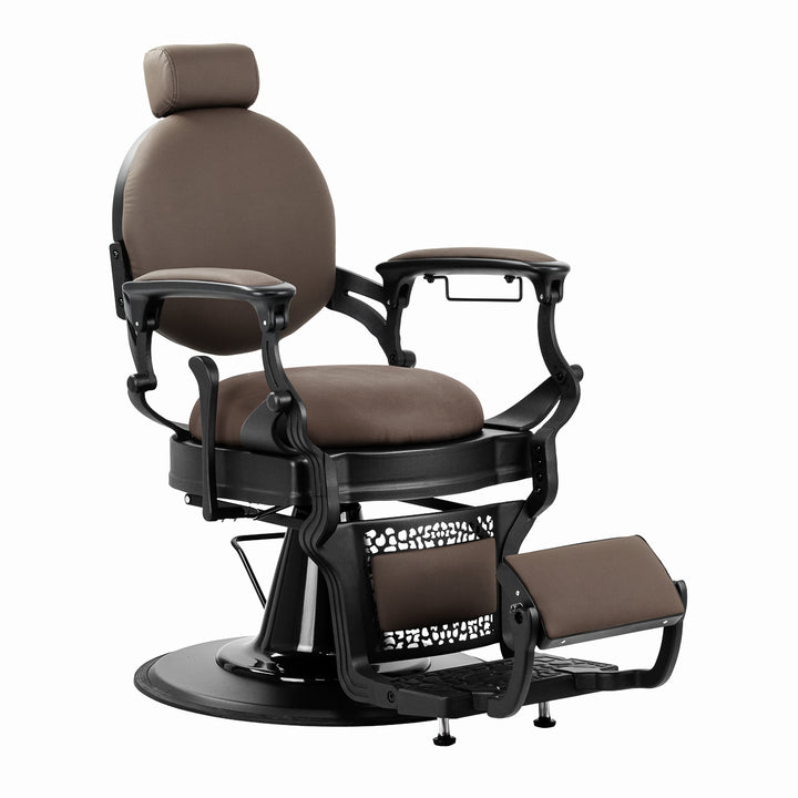 Sillón de Barberia Gabbiano Niccolo Marrón‑Negro sin Botones