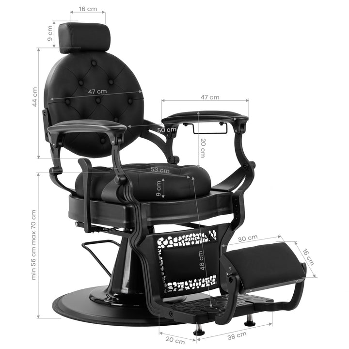 Sillón de Barberia Gabbiano Niccolo Negro-Negro - imagen 18