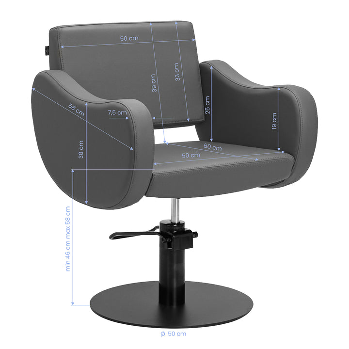Sillón de peluquería Gabbiano Sewilla Gris-Negro - imagen 9