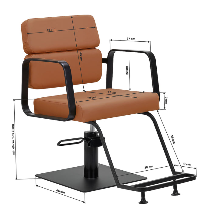 Silla de Peluquería Gabbiano Porto Negro-Naranja 8