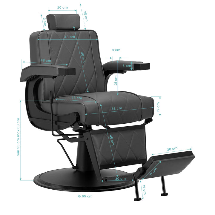 Sillón de Barberia Hair System BM88066B Gris-Negro - imagen 16