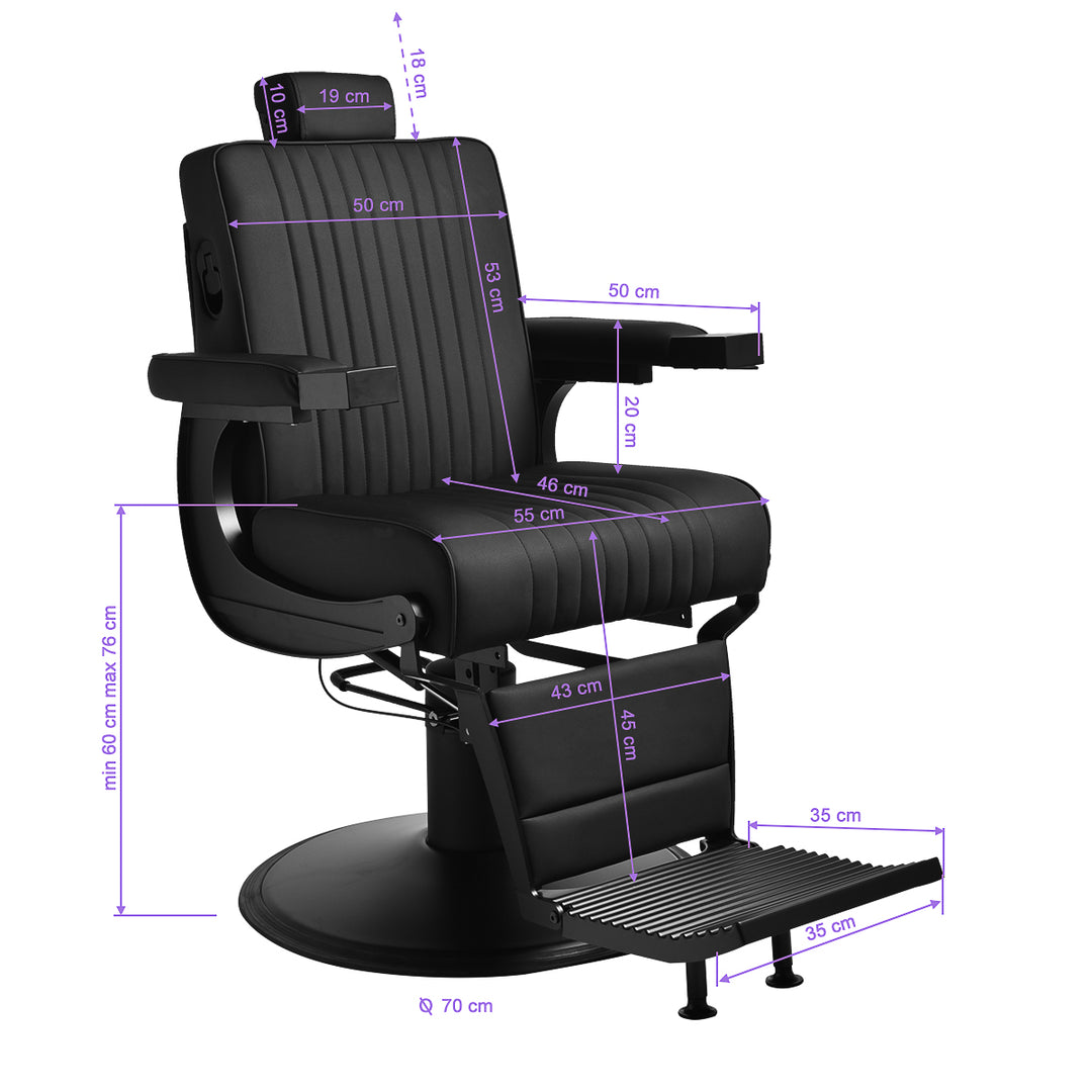 Sillón de Barberia Gabbiano Levi Negro - imagen 14