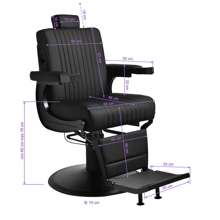 Sillón de Barberia Gabbiano Levi Negro - imagen 14