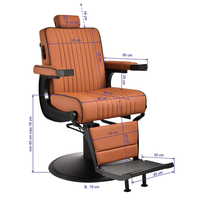 Sillón de Barberia Gabbiano Levi Marrón - imagen 14