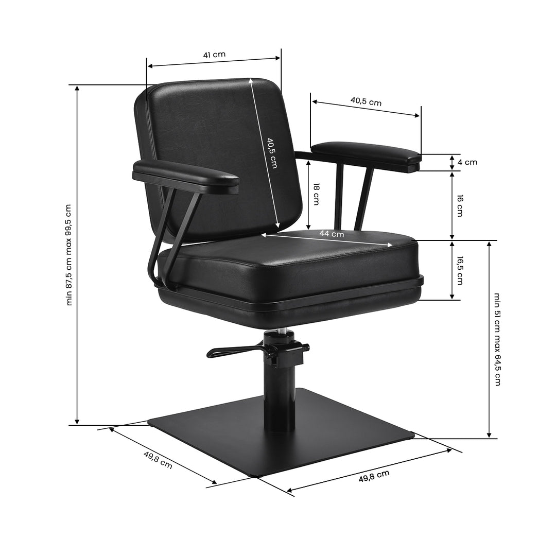 Sillón de peluquería Gabbiano Madryt Negro-Negro - imagen 7