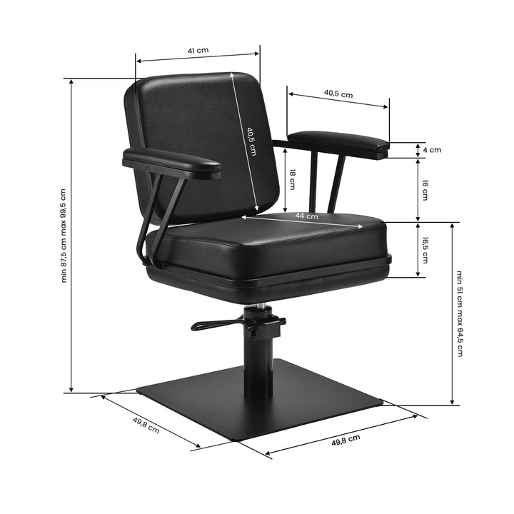 Sillón de peluquería Gabbiano Madryt Negro-Negro - imagen 7